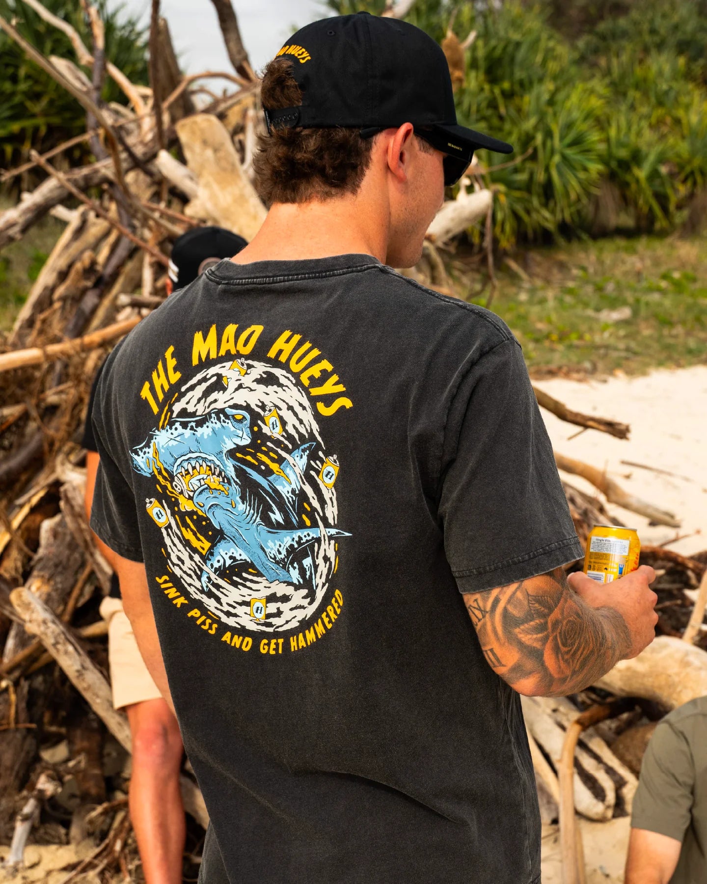 The Mad Hueys Get Hammered Short Sleeve Tee Washed Black