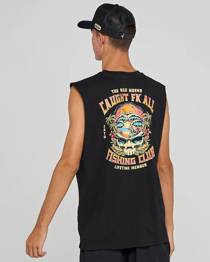 THE MAD HUEYS CAUGHT FK ALL SKULL MUSCLE BLACK