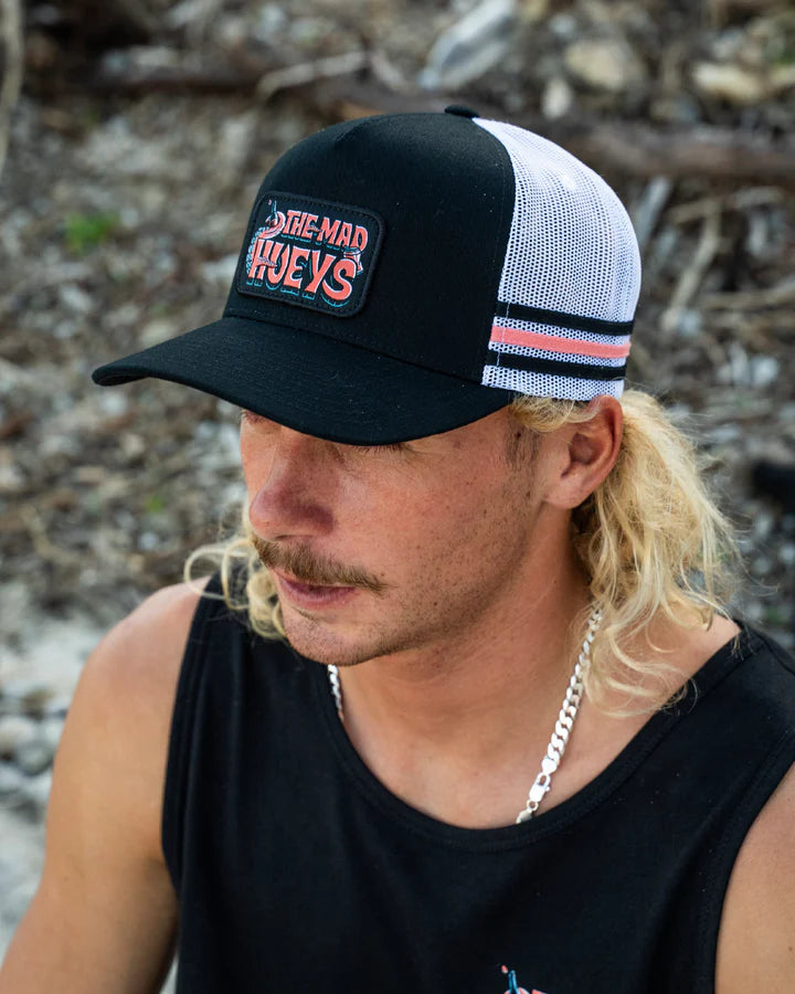 The Mad Hueys Tropic Octopissed Twill Trucker Black