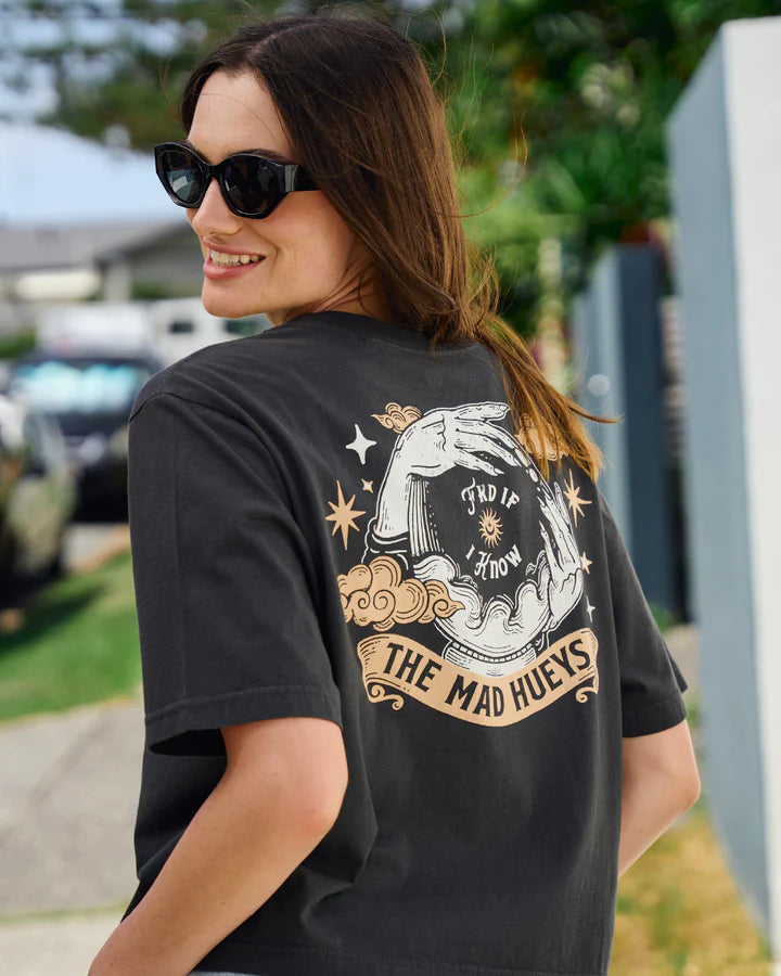 The Mad Hueys Fkd If I Know Womens Boxy Tee Vintage Black