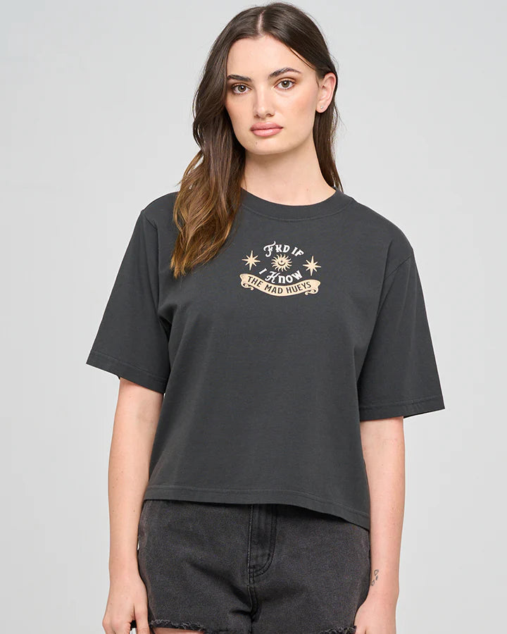 The Mad Hueys Fkd If I Know Womens Boxy Tee Vintage Black