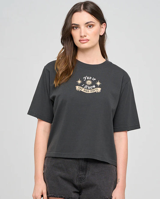 The Mad Hueys Fkd If I Know Womens Boxy Tee Vintage Black