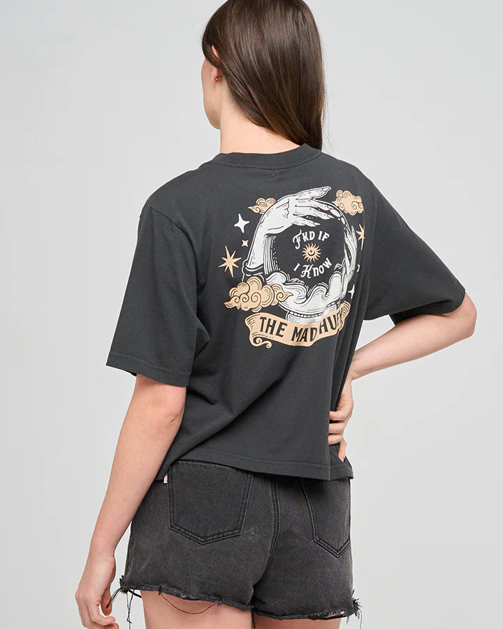 The Mad Hueys Fkd If I Know Womens Boxy Tee Vintage Black