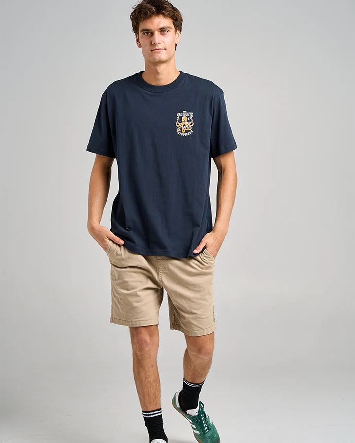 MAD HUEYS ANCHOR OCTOPISSED SS TEE NAVY