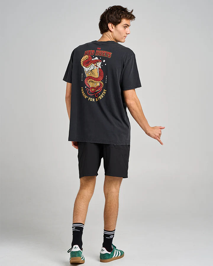 THE MAD HUEYS FANGIN SS TEE WASHED BLACK