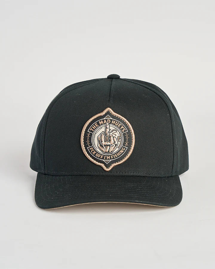 The Mad Hueys Fk Off Fish On Twill Snapback | Black