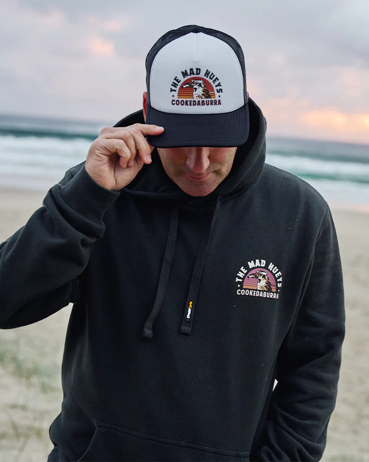 THE MAD HUEYS STRANDED COOKEDABURRA HOODED PULLOVER VINTAGE BLACK