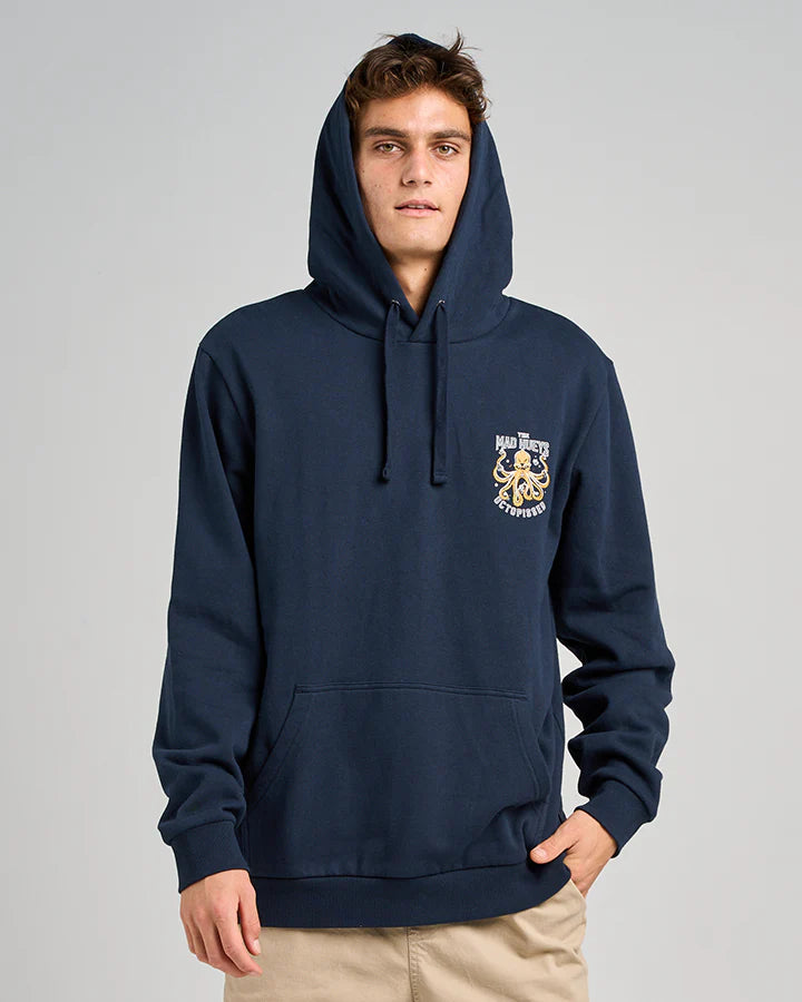 THE MAD HUEYS ANCHOR OCTOPISSED HOODED PULLOVER NAVY