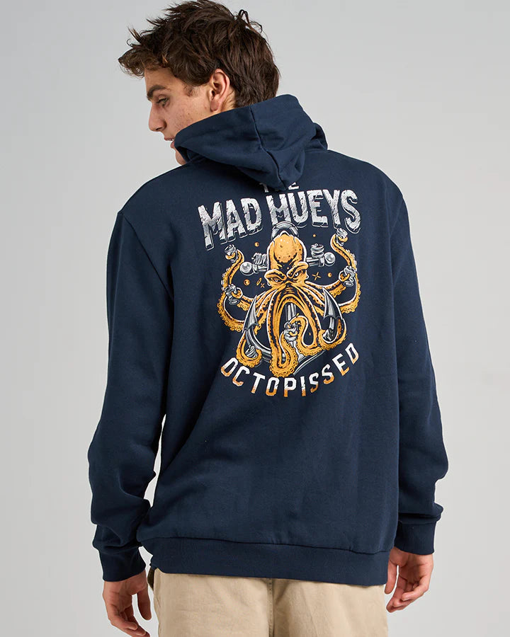 THE MAD HUEYS ANCHOR OCTOPISSED HOODED PULLOVER NAVY