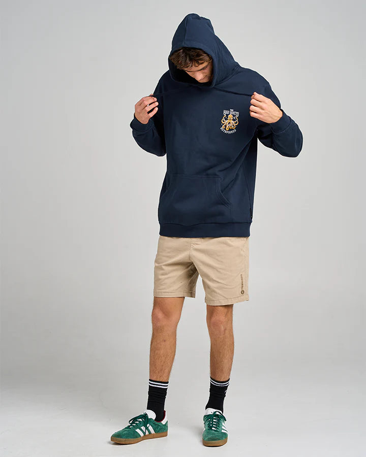 THE MAD HUEYS ANCHOR OCTOPISSED HOODED PULLOVER NAVY