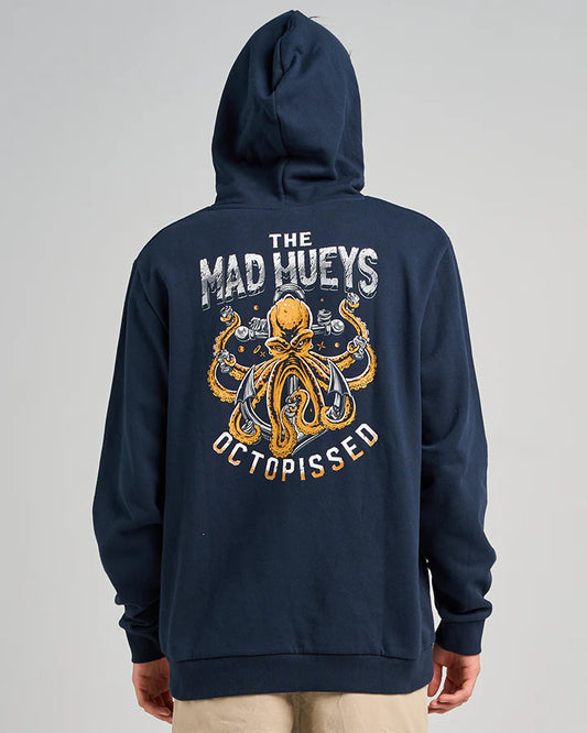 THE MAD HUEYS ANCHOR OCTOPISSED HOODED PULLOVER NAVY