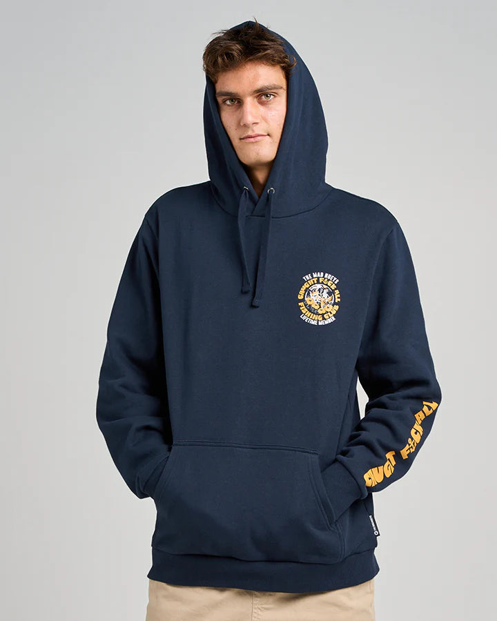 THE MAD HUEYS TROPIC CAUGHT FK ALL FISHING HOODED PULLOVER NAVY