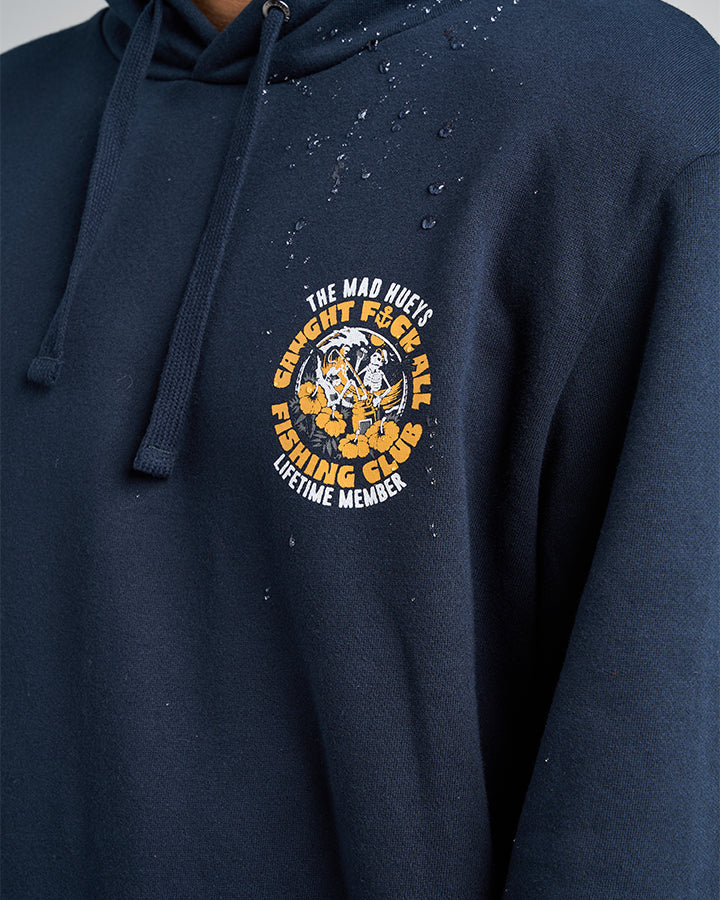 THE MAD HUEYS TROPIC CAUGHT FK ALL FISHING HOODED PULLOVER NAVY