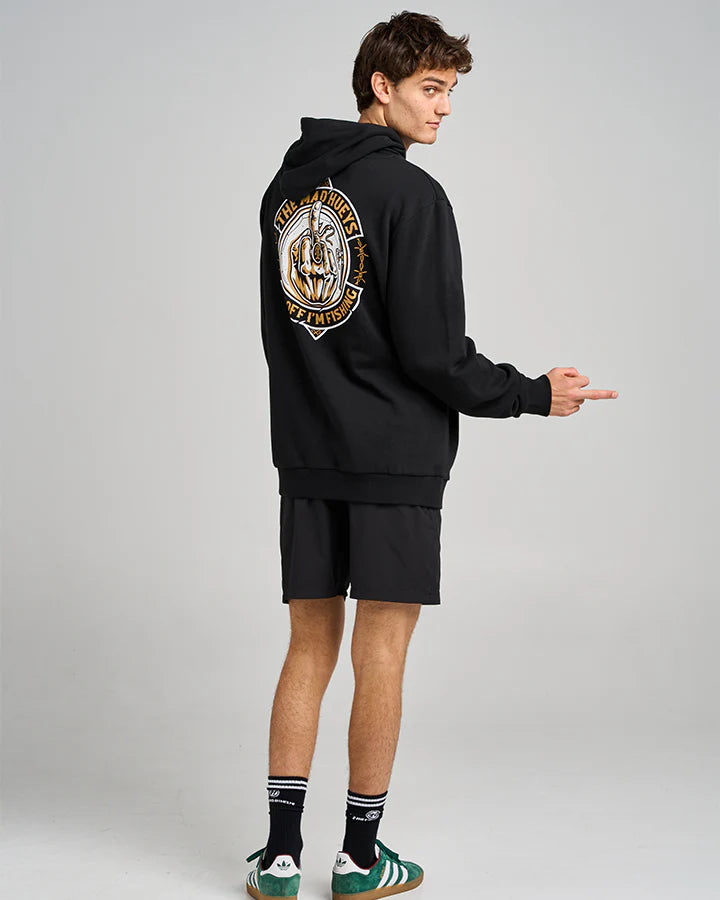 THE MAD HUEYS FK OFF FISH ON HOODED PULLOVER BLACK