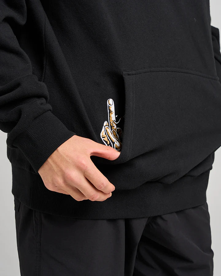 THE MAD HUEYS FK OFF FISH ON HOODED PULLOVER BLACK