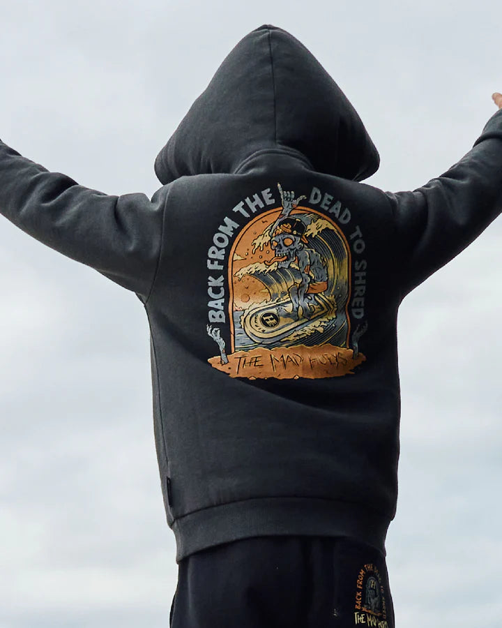 The Mad Hueys Dead Shred Youth Hooded Pullover | Vintage Black