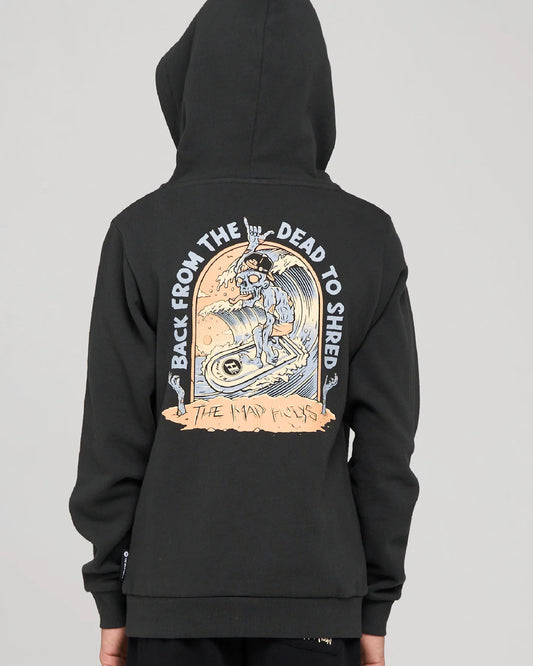 The Mad Hueys Dead Shred Youth Hooded Pullover | Vintage Black