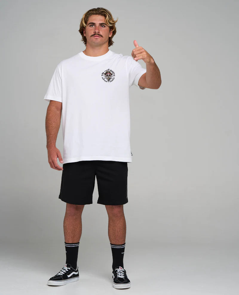 The Mad Hueys Stumbling Captain Cooked Short Sleeve Tee | White