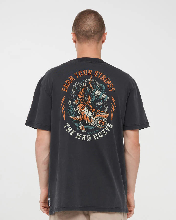 The Mad Hueys Earn Stripes Short Sleeve Tee | Washed Black