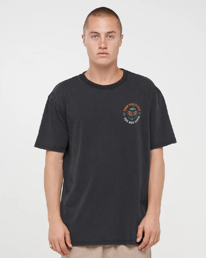 The Mad Hueys Earn Stripes Short Sleeve Tee | Washed Black
