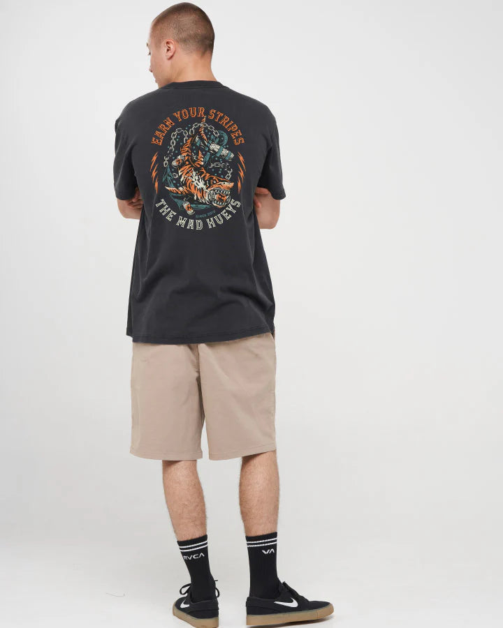 The Mad Hueys Earn Stripes Short Sleeve Tee | Washed Black