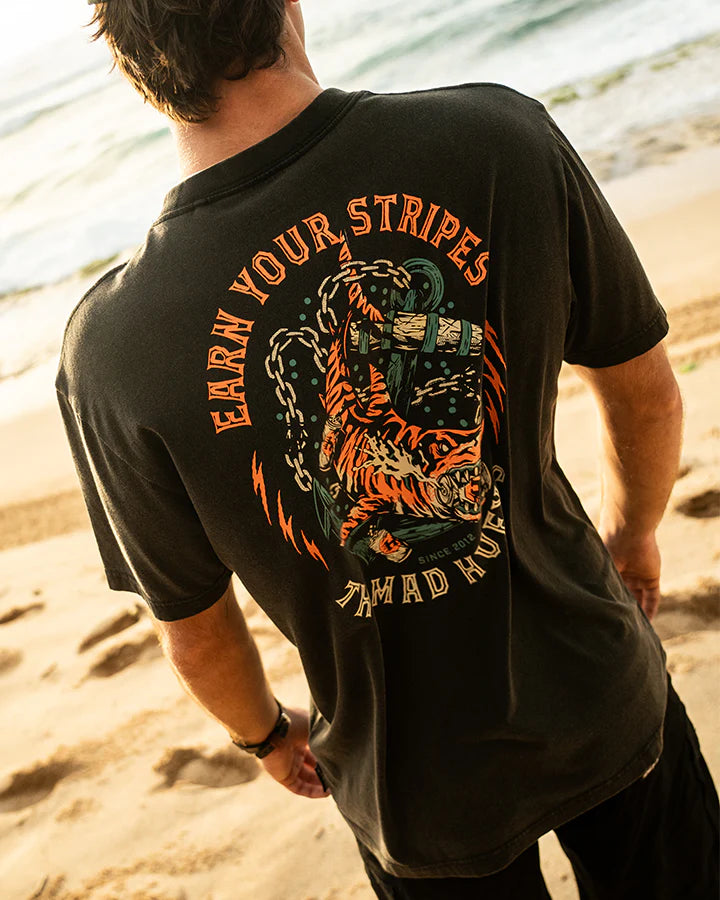 The Mad Hueys Earn Stripes Short Sleeve Tee | Washed Black