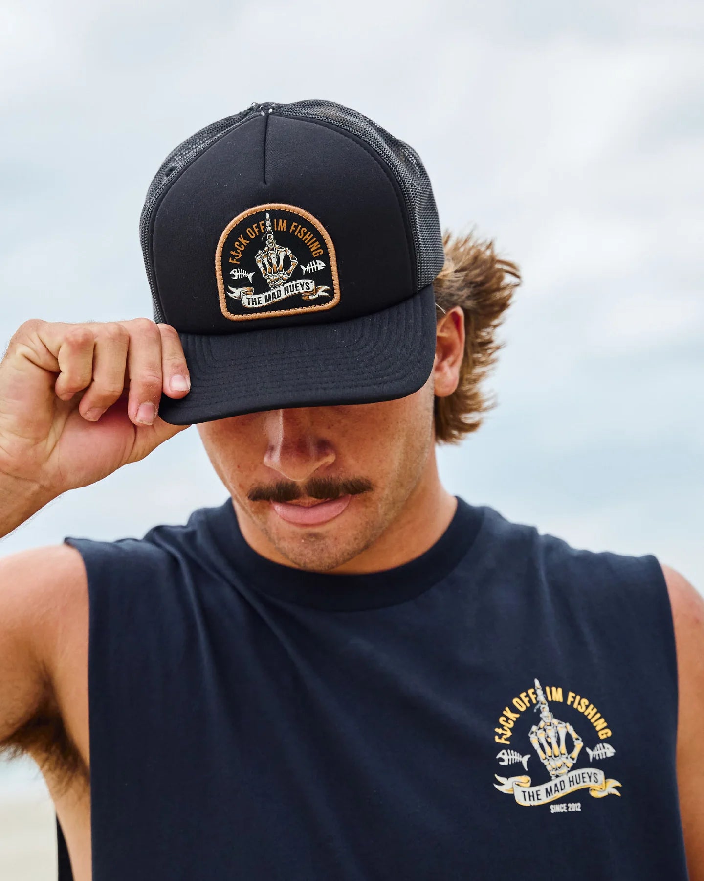 The Mad Hueys Fk Off Fish Foam Trucker | Black