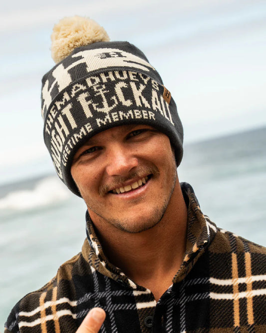 The Mad Hueys Caught Fk All Jaw Relaxed Beanie | Vintage Black