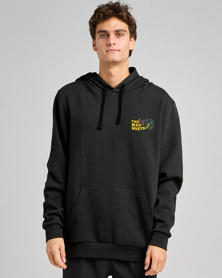 The Mad Hueys Frothy Fanging Hooded Pullover | Washed Black