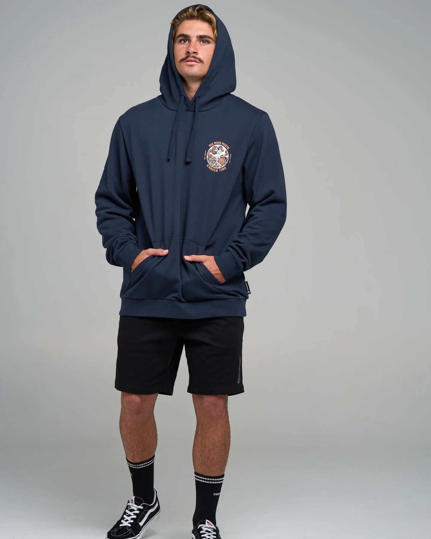 The Mad Hueys Tins Kraken Hooded Pullover | Navy