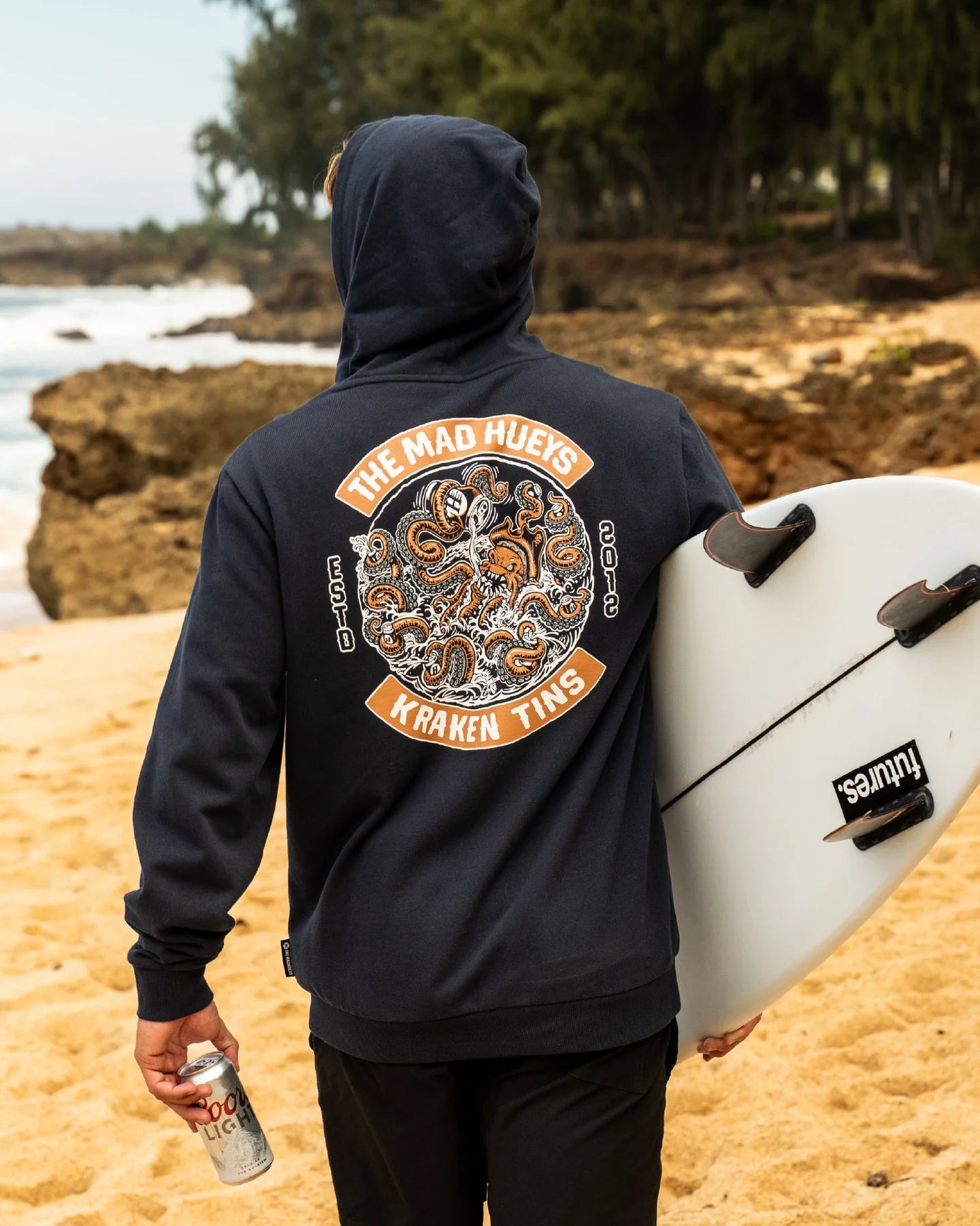 The Mad Hueys Tins Kraken Hooded Pullover | Navy