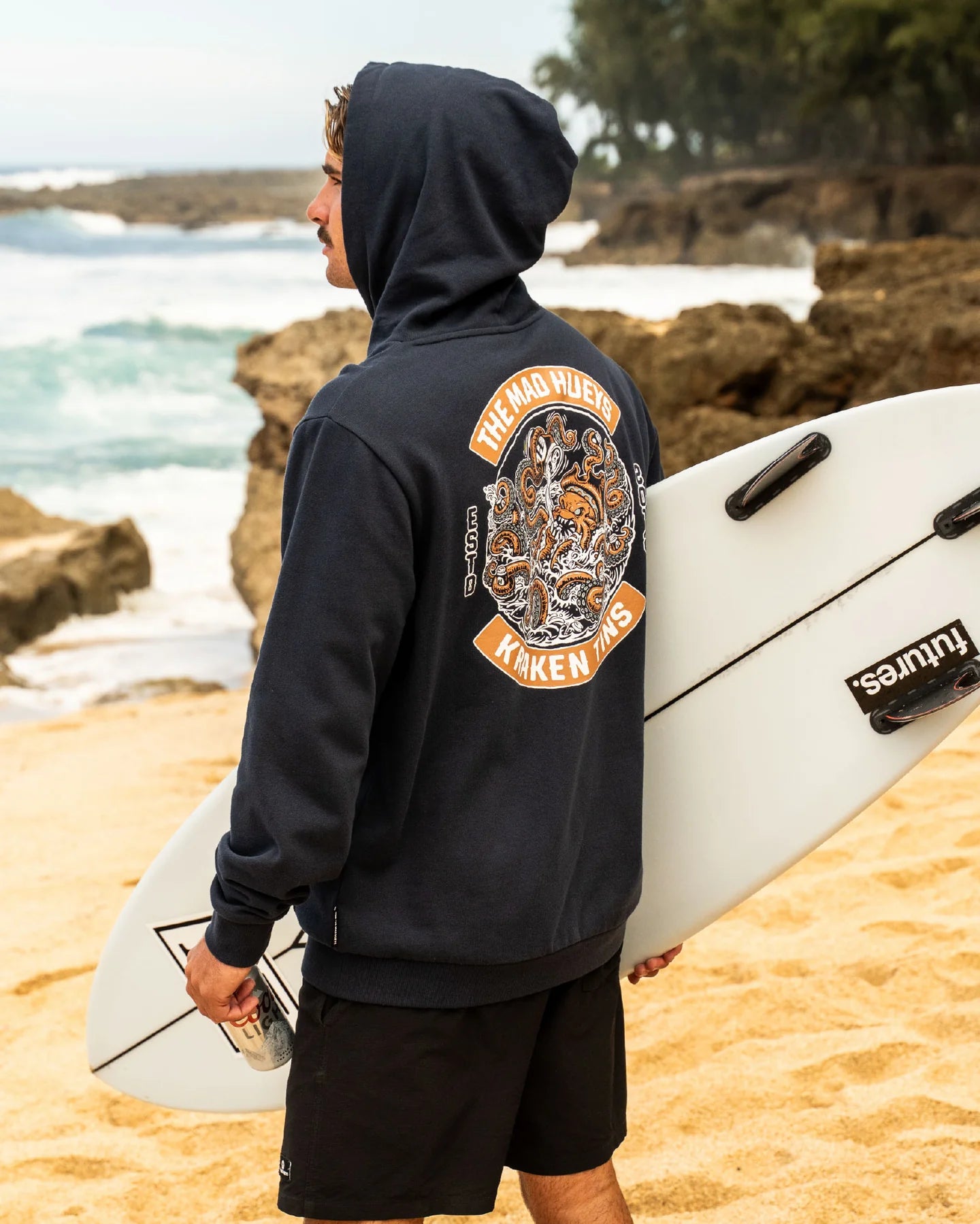 The Mad Hueys Tins Kraken Hooded Pullover | Navy