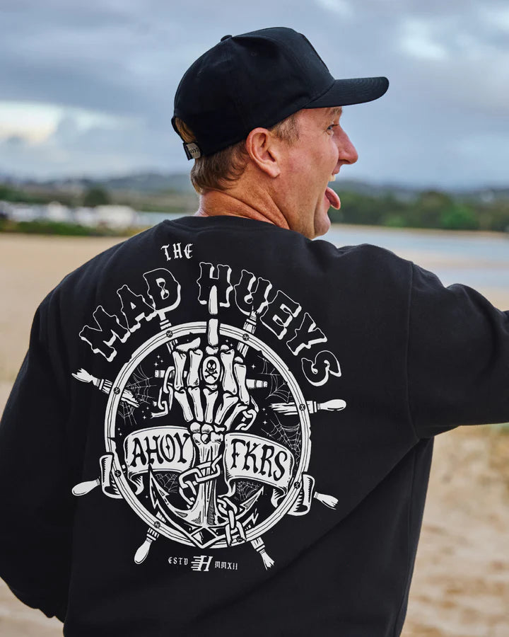 The Mad Hueys Chain Fkrs Crew | Washed Black