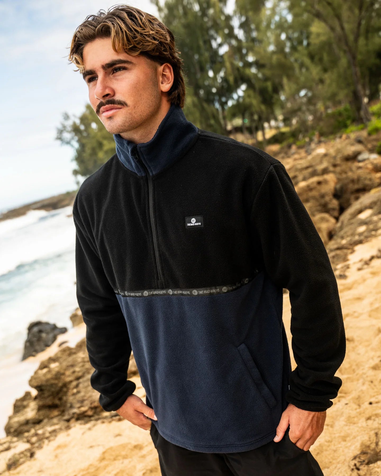 The Mad Hueys Tidal Quater Zip | Navy