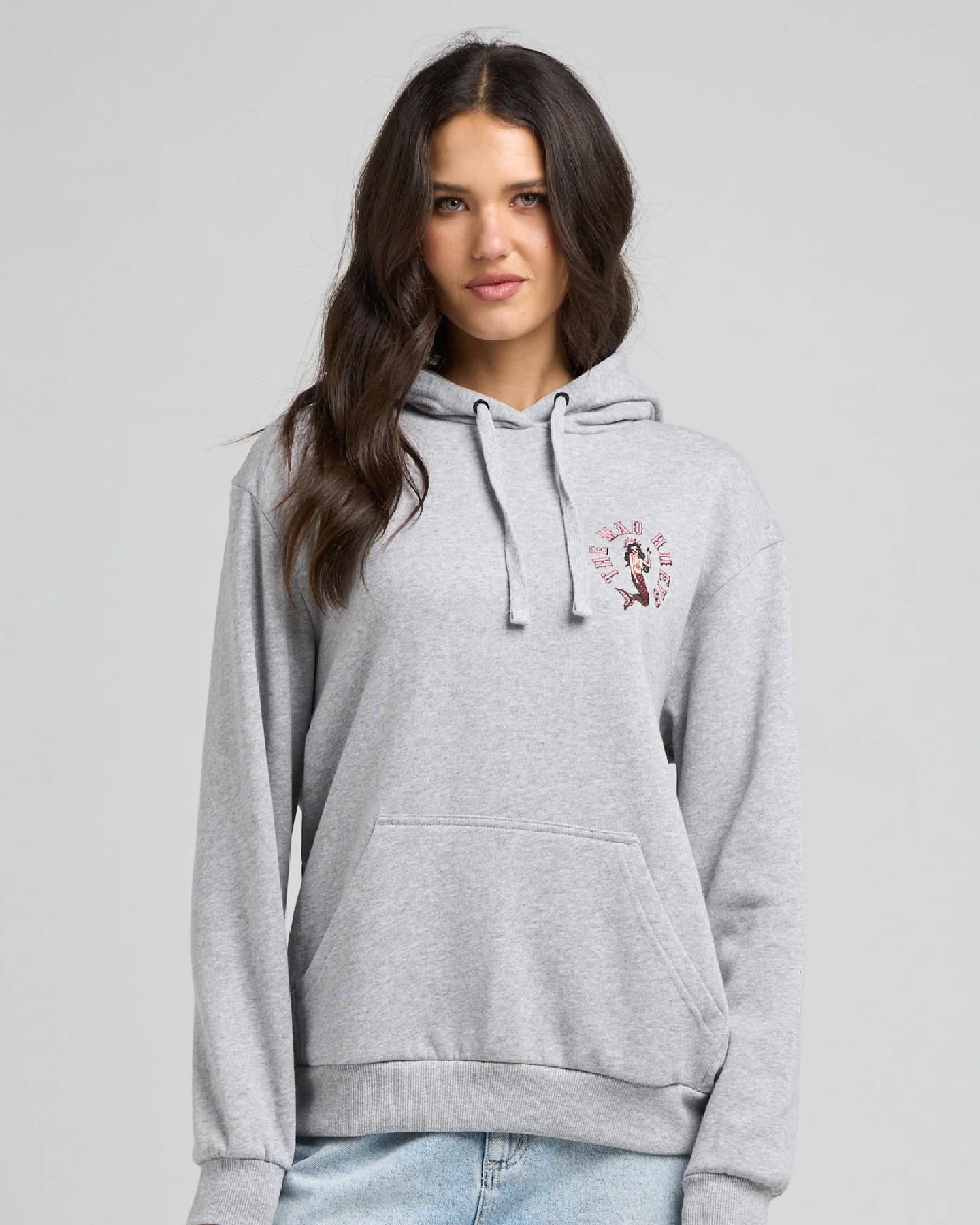 The Mad Hueys Mermaid Anchor Hooded Pullover | Grey Marle