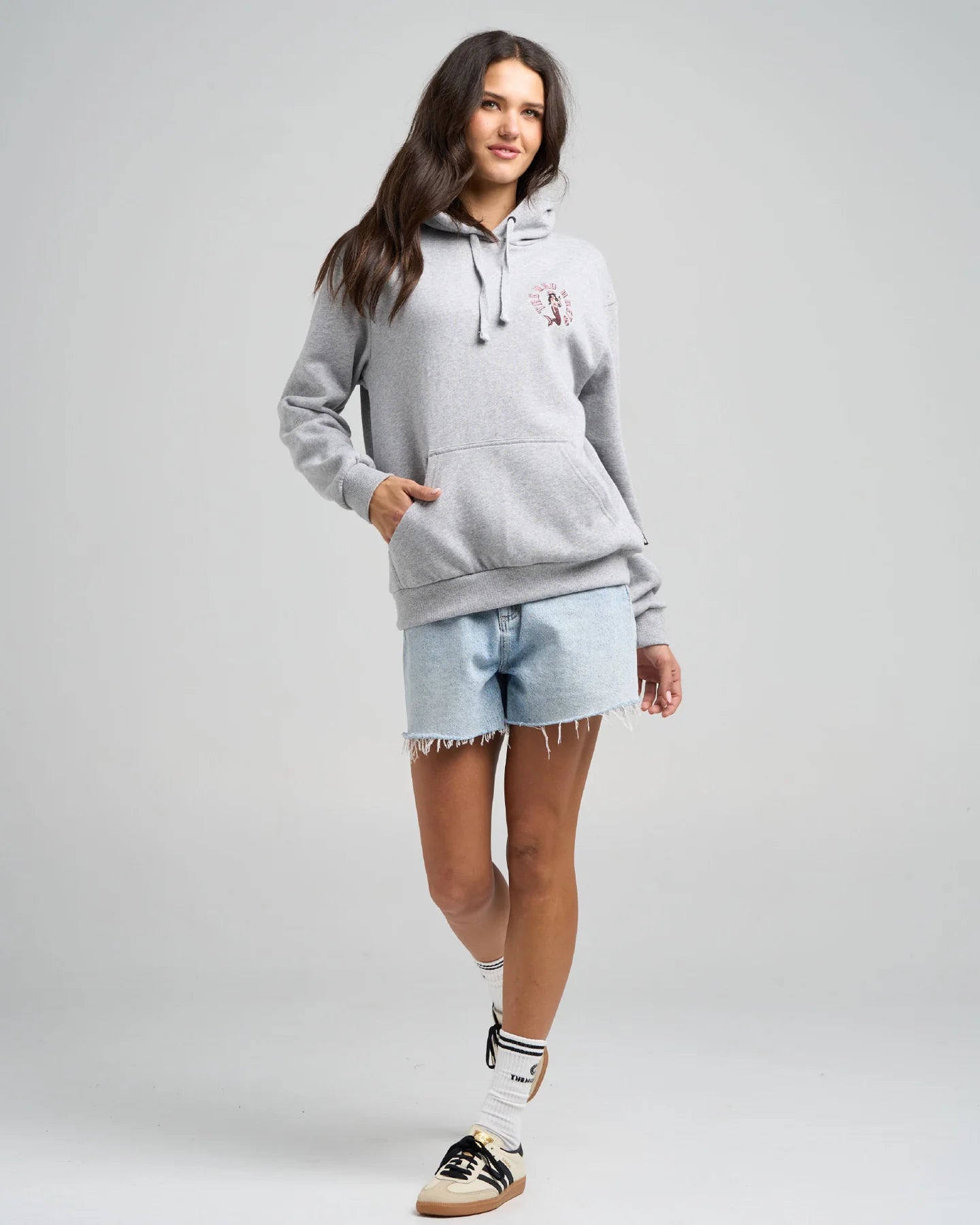 The Mad Hueys Mermaid Anchor Hooded Pullover | Grey Marle