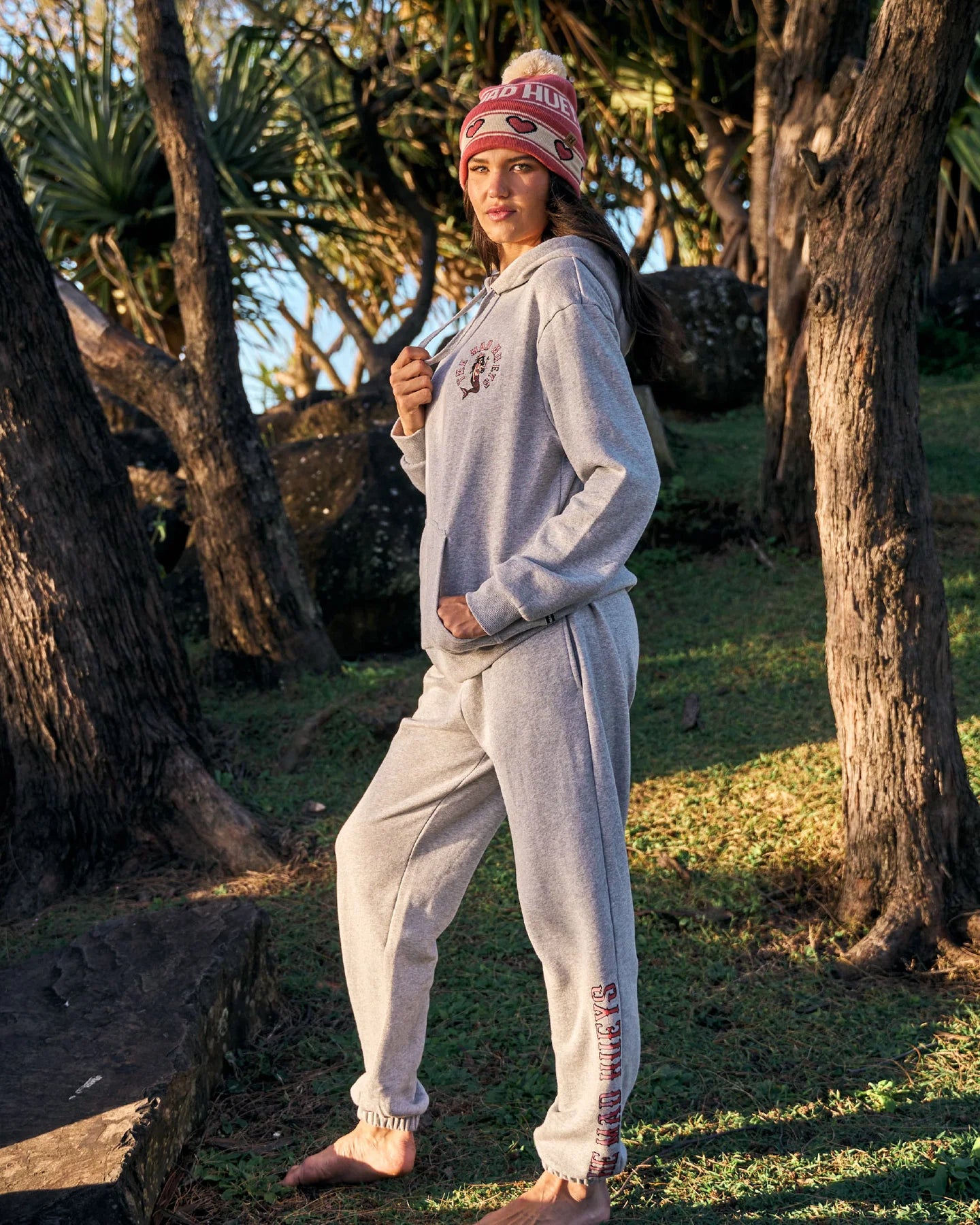 The Mad Hueys Mermaid Anchor Hooded Pullover | Grey Marle