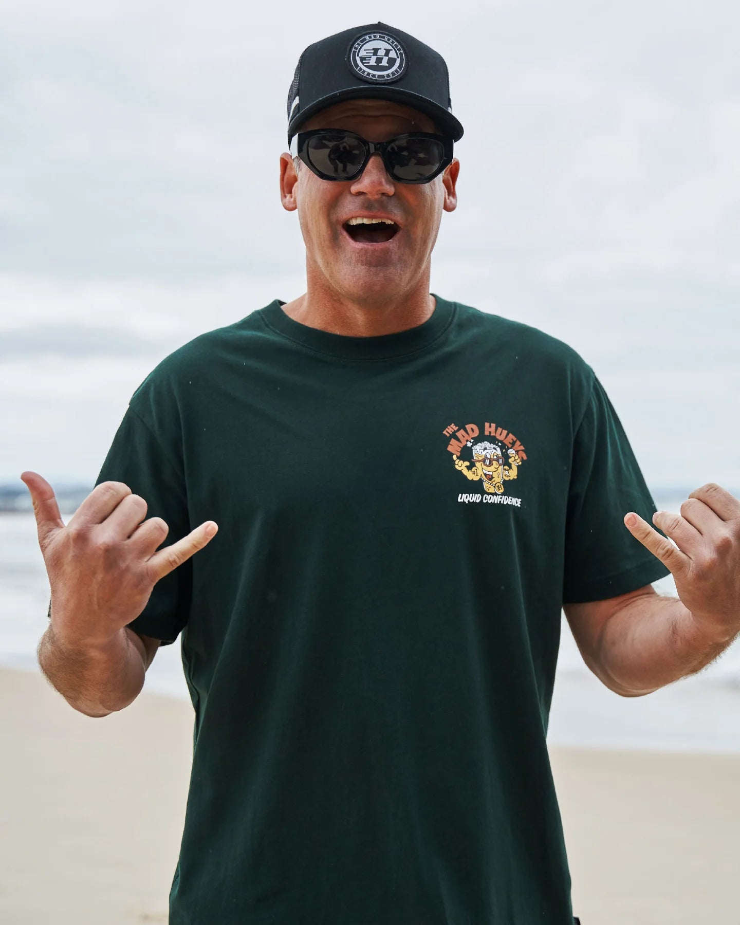 The Mad Hueys Liquid Confidence Short Sleeve Tee | Pine Green