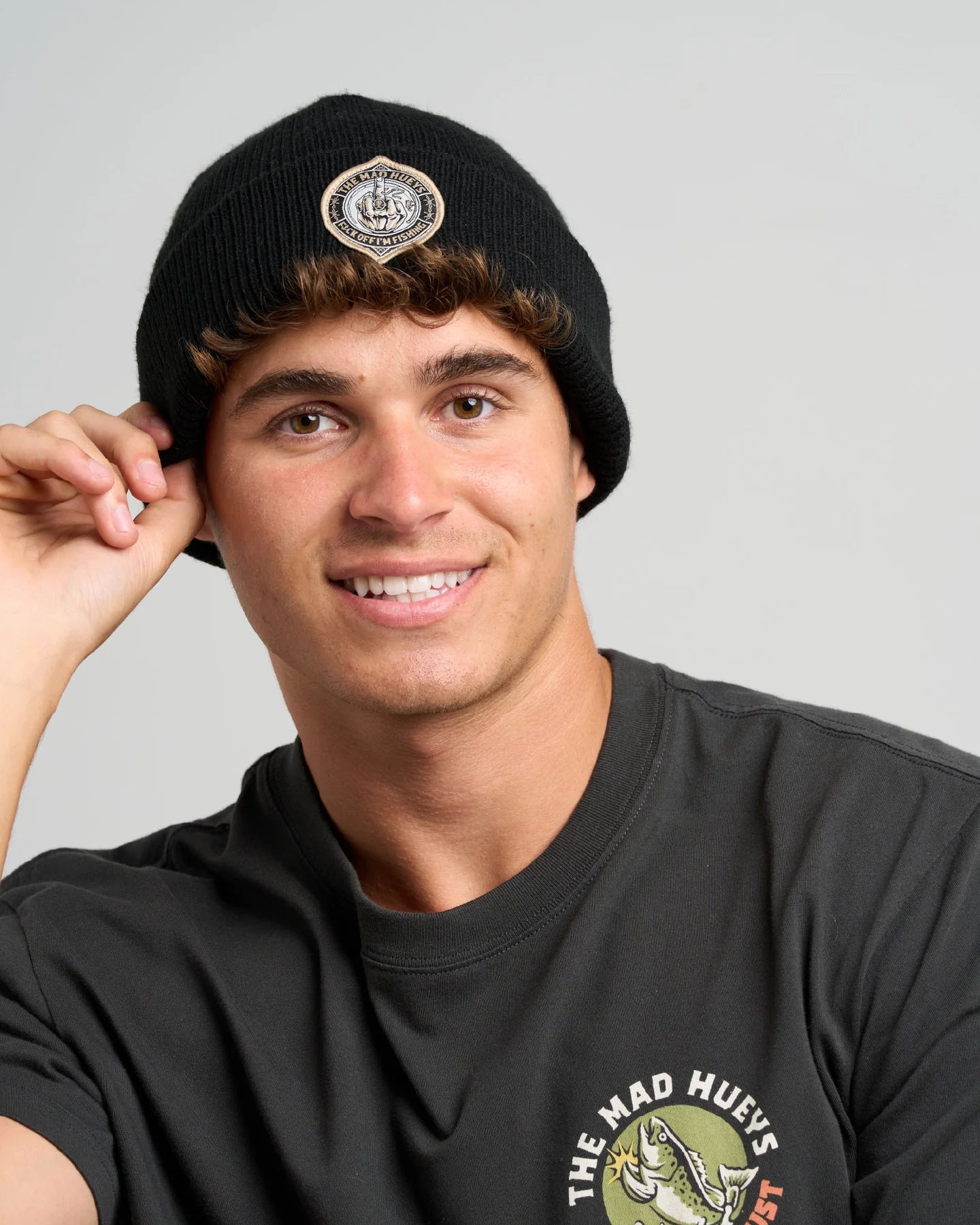 The Mad Hueys Fk Off Fish Straight Beanie | Black