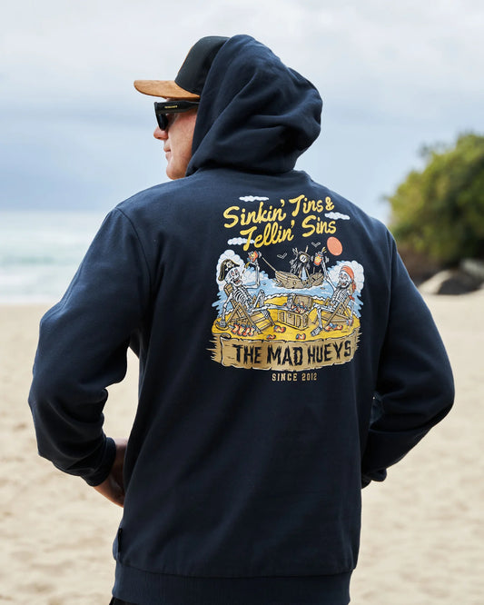 The Mad Hueys Sinkin Tins Hooded Pullover | Navy