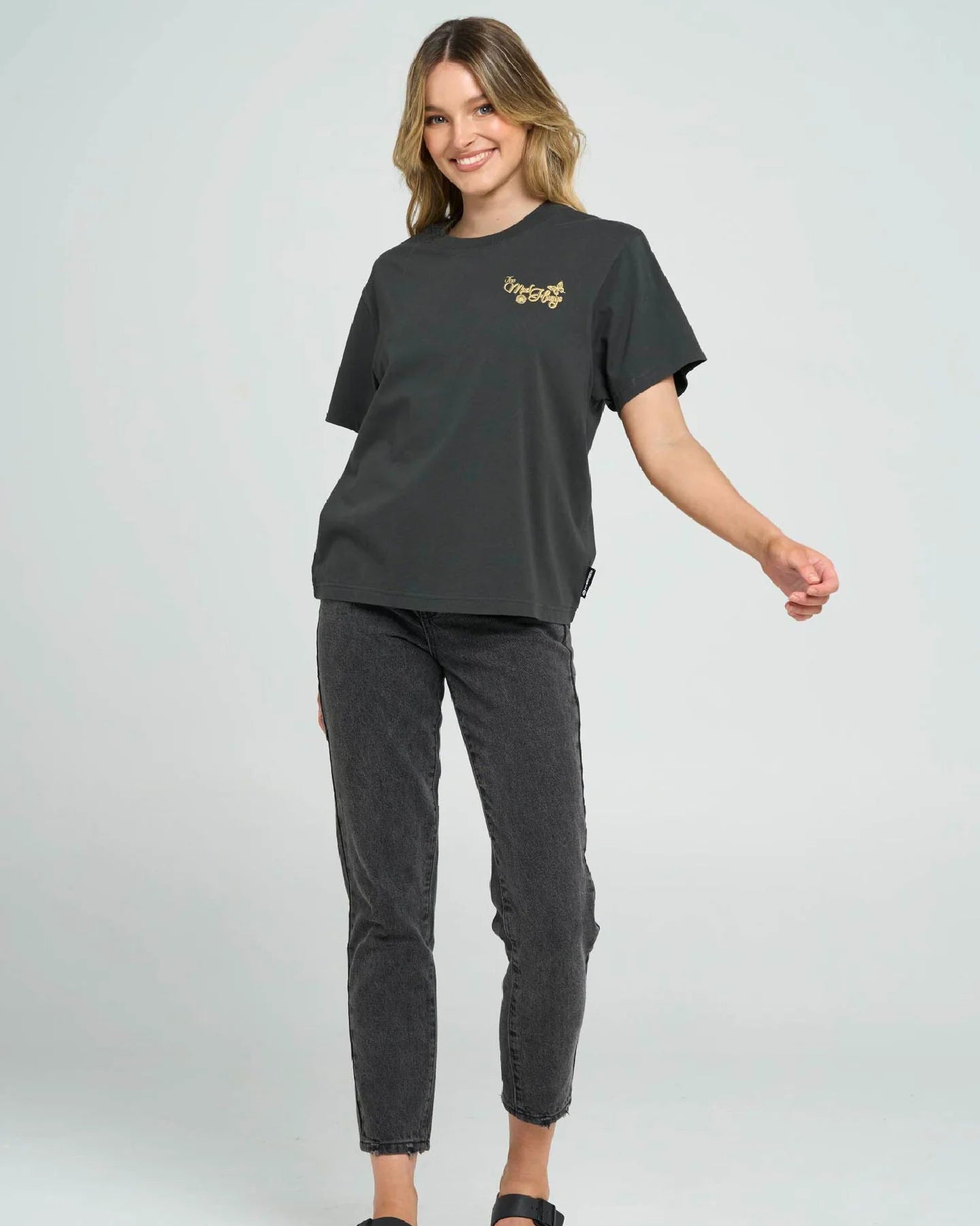The Mad Hueys Butterfly Anchor Womens Short Sleeve Tee | Vintage Black