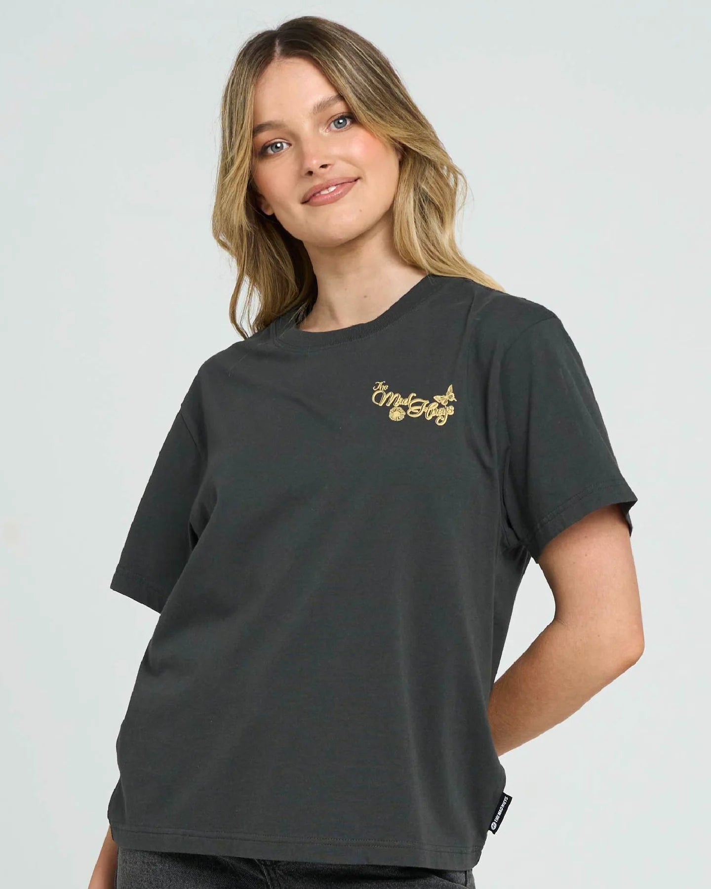 The Mad Hueys Butterfly Anchor Womens Short Sleeve Tee | Vintage Black