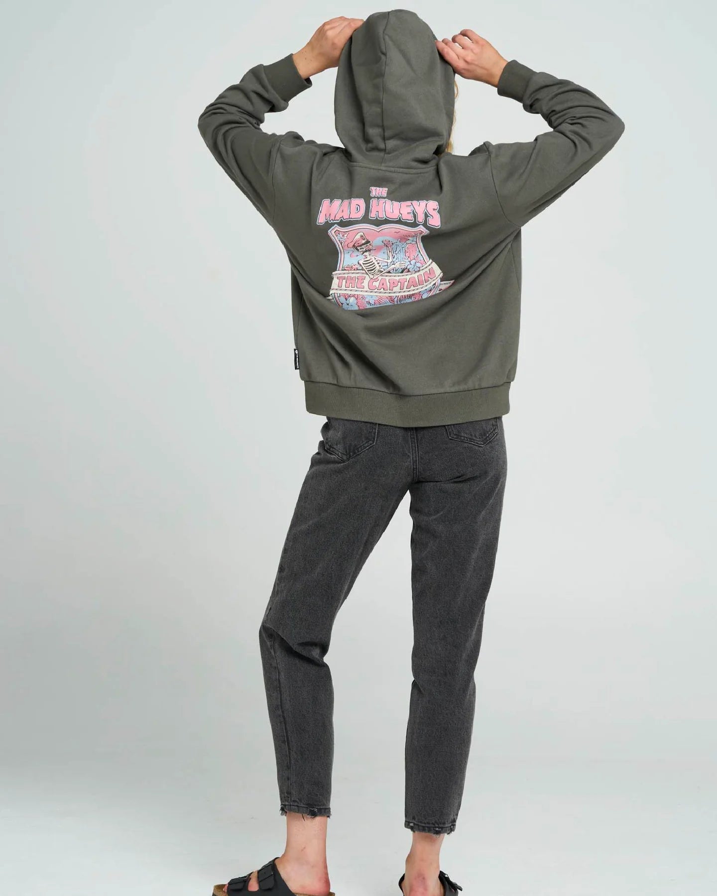 The Mad Hueys Two Faced Captain Womens Hooded Pullover | Charcoal
