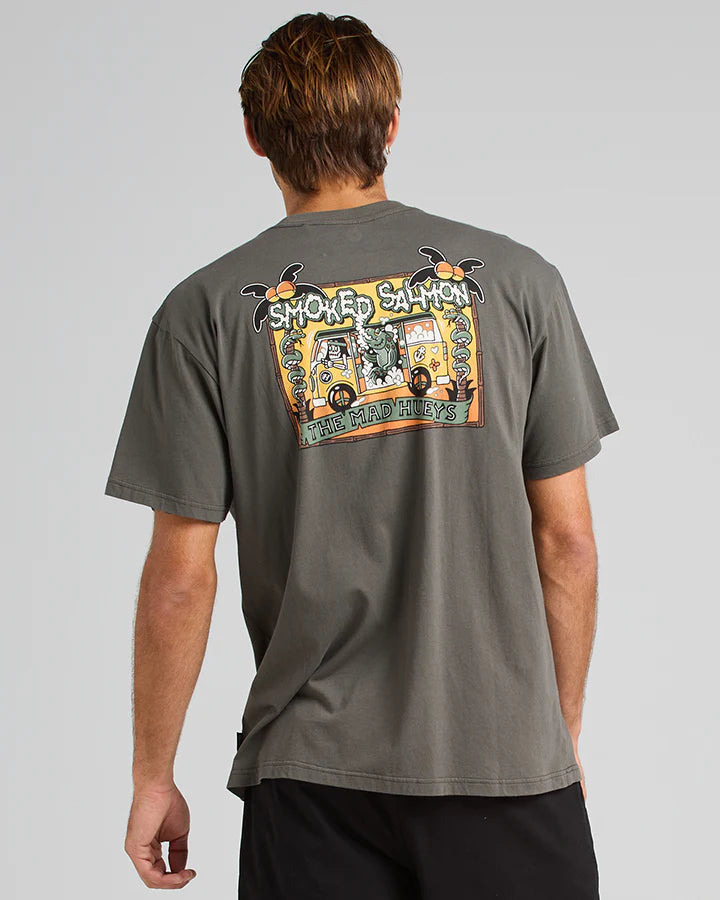 THE MAD HUEYS SMOKED SALMON OVERSIZED SS TEE CHARCOAL