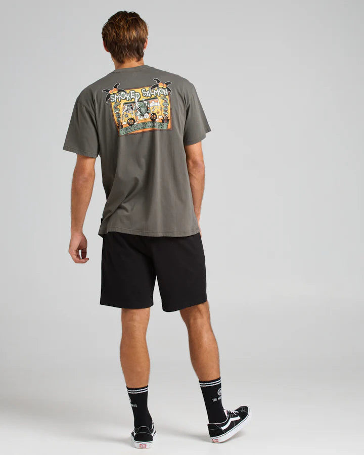 THE MAD HUEYS SMOKED SALMON OVERSIZED SS TEE CHARCOAL