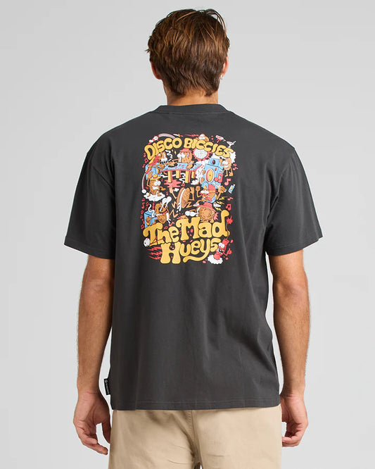 THE MAD HUEYS DISCO BICCIES OVERSIZED SS TEE VINTAGE BLACK