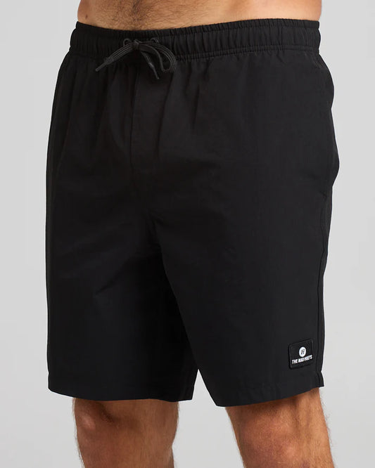 THE MAD HUEYS FREESTYLE 18" SWIM VOLLEY SHORT BLACK