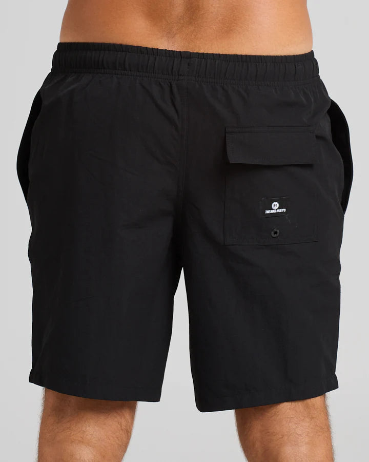 THE MAD HUEYS FREESTYLE 18" SWIM VOLLEY SHORT BLACK