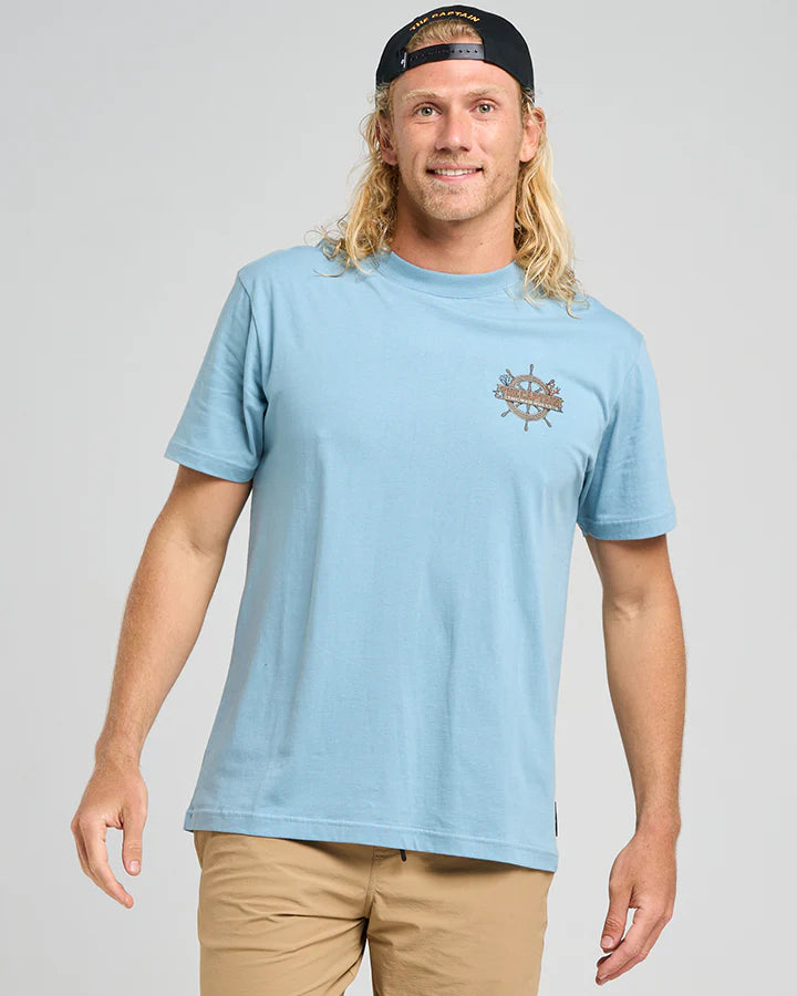THE MAD HUEYS THE SEA CAPTAIN SS TEE STEEL BLUE