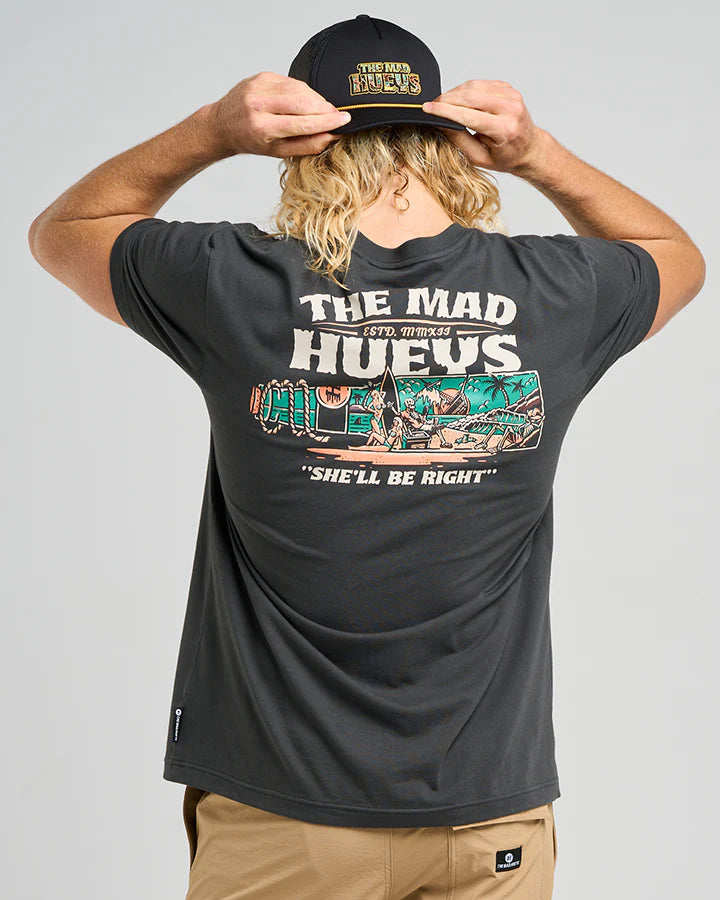 THE MAD HUEYS SHE'LL BE RIGHT SS TEE VINTAGE BLACK